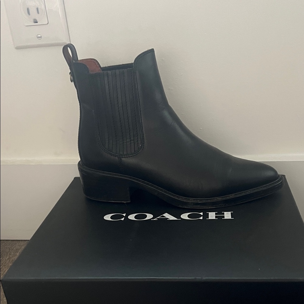 Coach Black Leather Ankle Booties